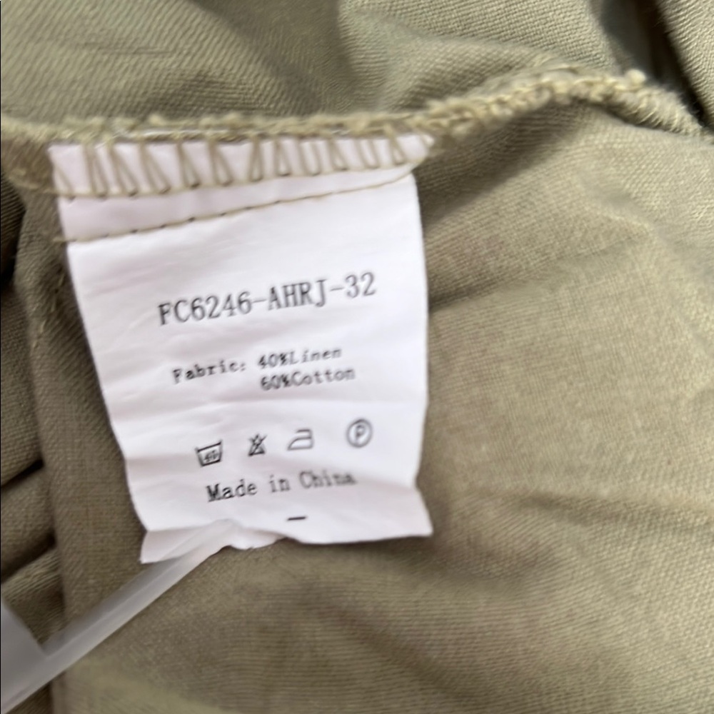 Chartou Women’s Linen/Cotton Olive Green Pants - **NWT** - size XL - Picture 6 of 7